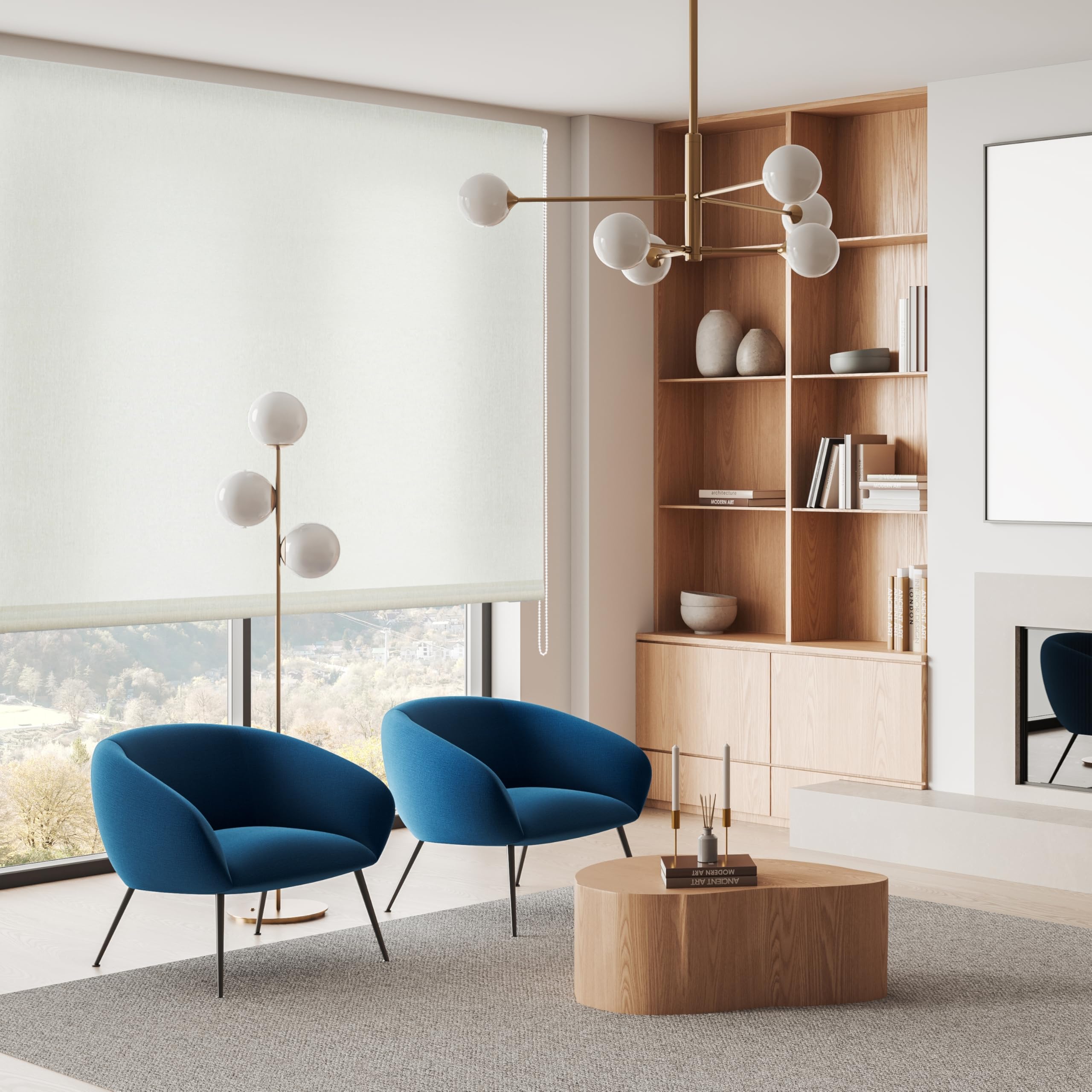 Blindecor Ara Store Enrouleur translucide, uni, Pierre, 80 x 175 cm (Largeur x Hauteur), Dimensions du Tissu 67 x 170 cm