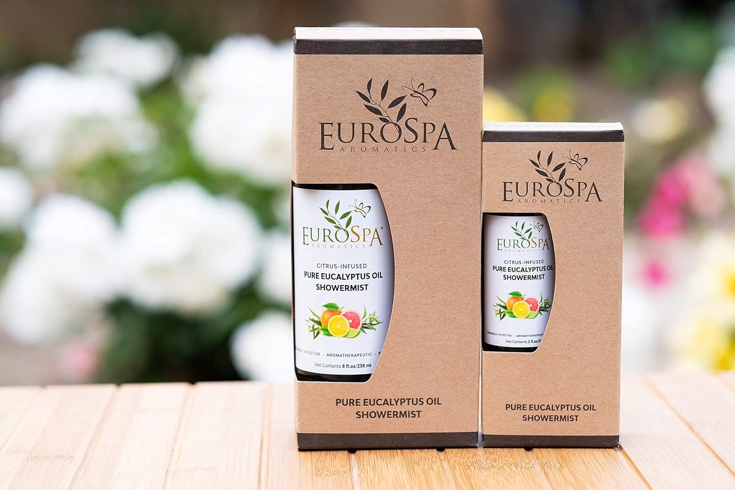 EuroSpa Aromatics Pure Eucalyptus Oil ShowerMist and Steam Room Spray, All-Natural Premium Aromatherapy Essential Oils - Citrus Infused, Duo Pack, 8oz and 2oz