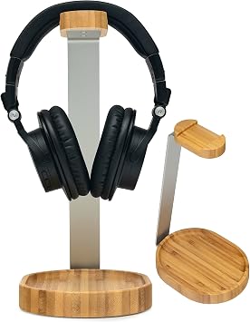Knox Gear Bamboo Headphone Stand - Wood Gaming Headset Stand for Desk and Music Studio - Wooden Headset Holder Headphone Holder for Airpods Max, Corsair, Razer, Beats, Astro, PC, Xbox or PS4 Head Set