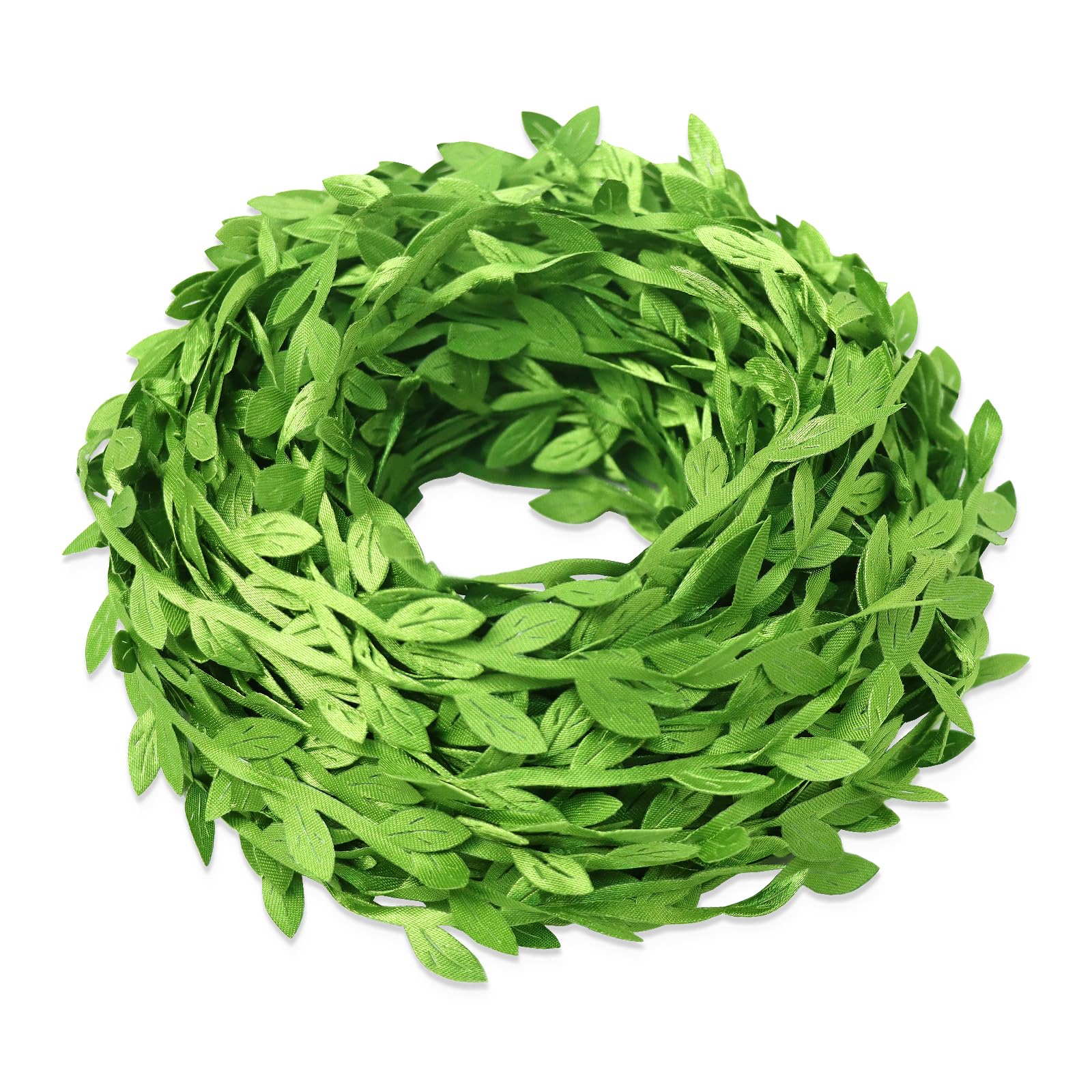 Hecaty 66 ft Leaf Ribbon, Artificial Eucalyptus Garland Rattan Leaf String, Decorative Spring Jungle Wild Plant Green, Suitable for Baby Shower Home Wedding Party Balloon Garland Wreaths DIY Craft
