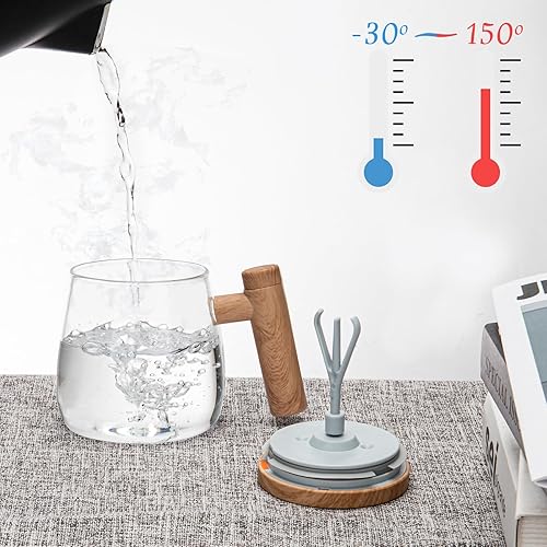 Miniatura 3 de Taza autoagitadora, taza eléctrica de alta velocidad, taza de café autoagitación de 13.5 fl oz con tapa, taza de vidrio de borosilicato alto para