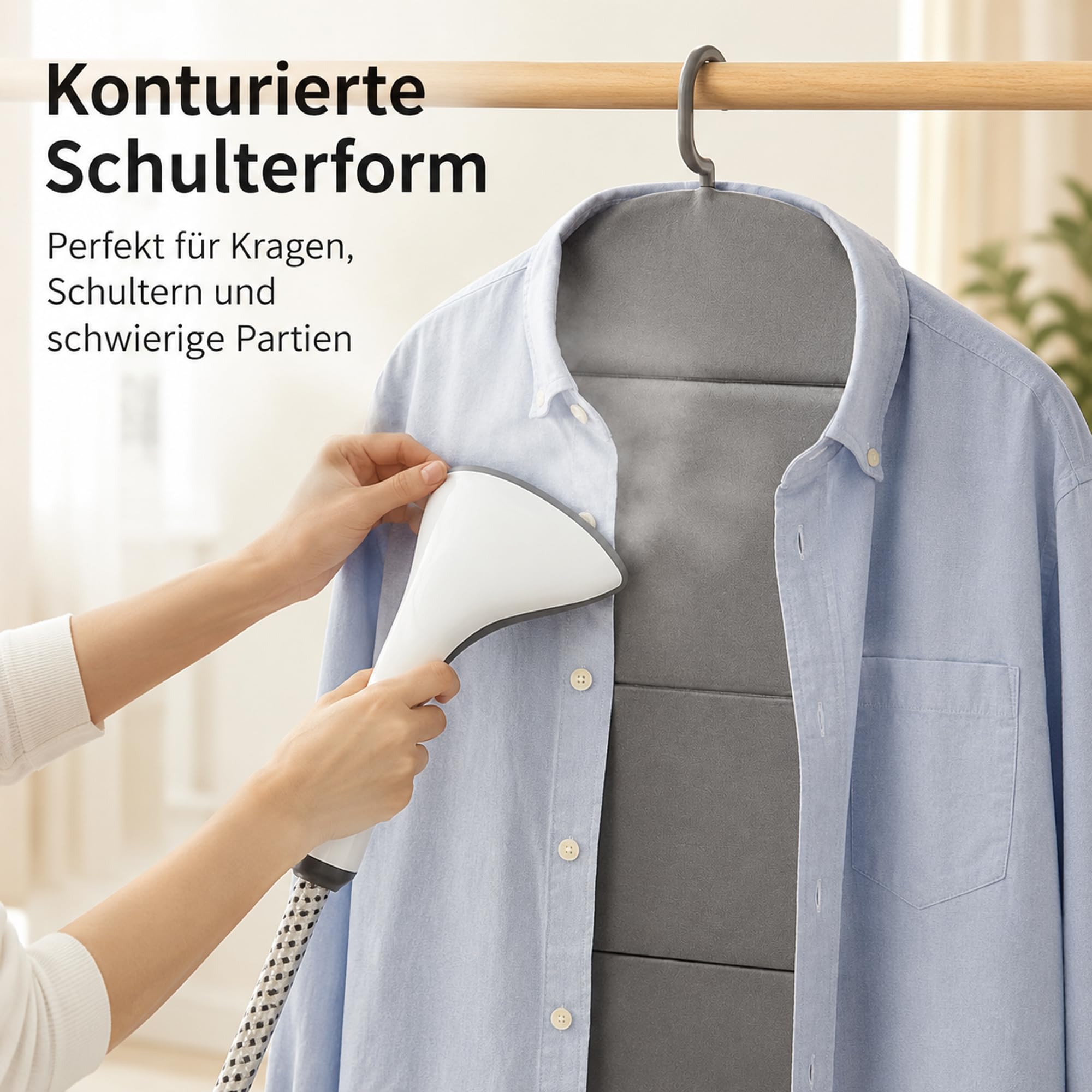Faltbares Dampfbrett für Steamer und Dampfglätter, Hitzebeständiges Hänge-Bügelbrett für Kleidung, 360° Drehbarer Haken, Platzsparendes Bügelpad für Zuhause und Reise (91x41 cm, Grau)