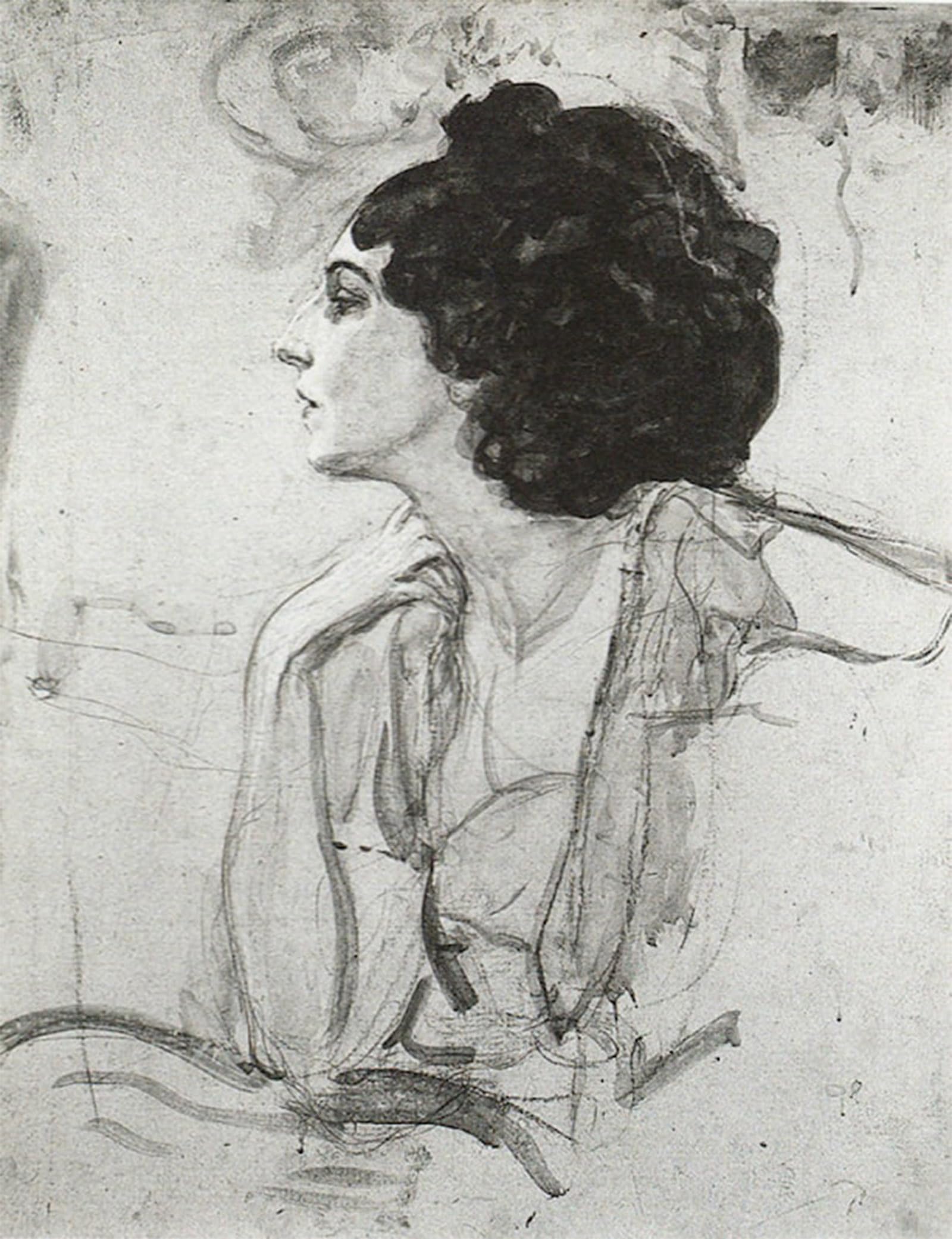 ARTXLXXBN Famous Print Painting Colorful Art Print Portrait of Ida Rubinstein by Valentin Alexandrovich Serov Canvas Art Decorations for Home Decor 60x90cm