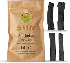 Binchotan Activated Carbon Water – Organic Charcoal Stick Natural Water Purifier x4 – Each Filter Stick Approximately 1.5 L – Real Wakayama Oak Charcoal – Ideal for Filtering Water in a Jug