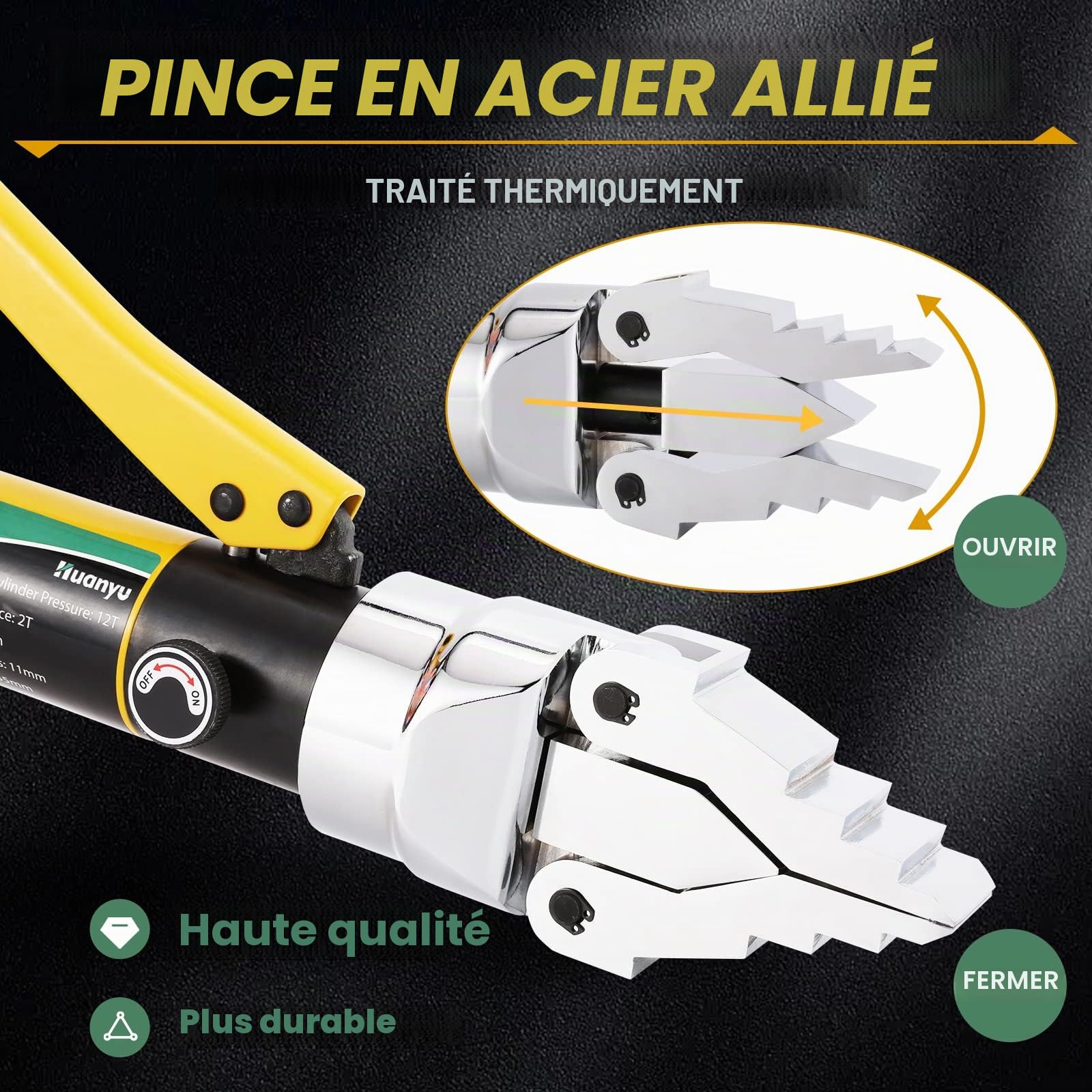 Huanyu Écarteur de brides hydraulique 12T à pression réglable Écarteur de brides hydraulique à expansion maximale de 55 mm pour l'entretien des pipelines sur les chantiers de construction (YQ-55)