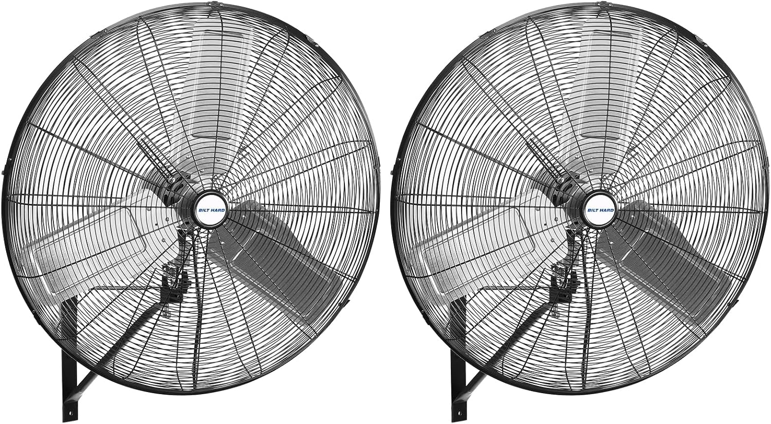BILT HARD 6500 CFM 24in. High Velocity Industrial Wall Mounted Fan, 3-Speed Oscillating Heavy Duty Air Circulator for Commercial Use, Garage, Warehouse, Factory and Jobsite, 2 Pack