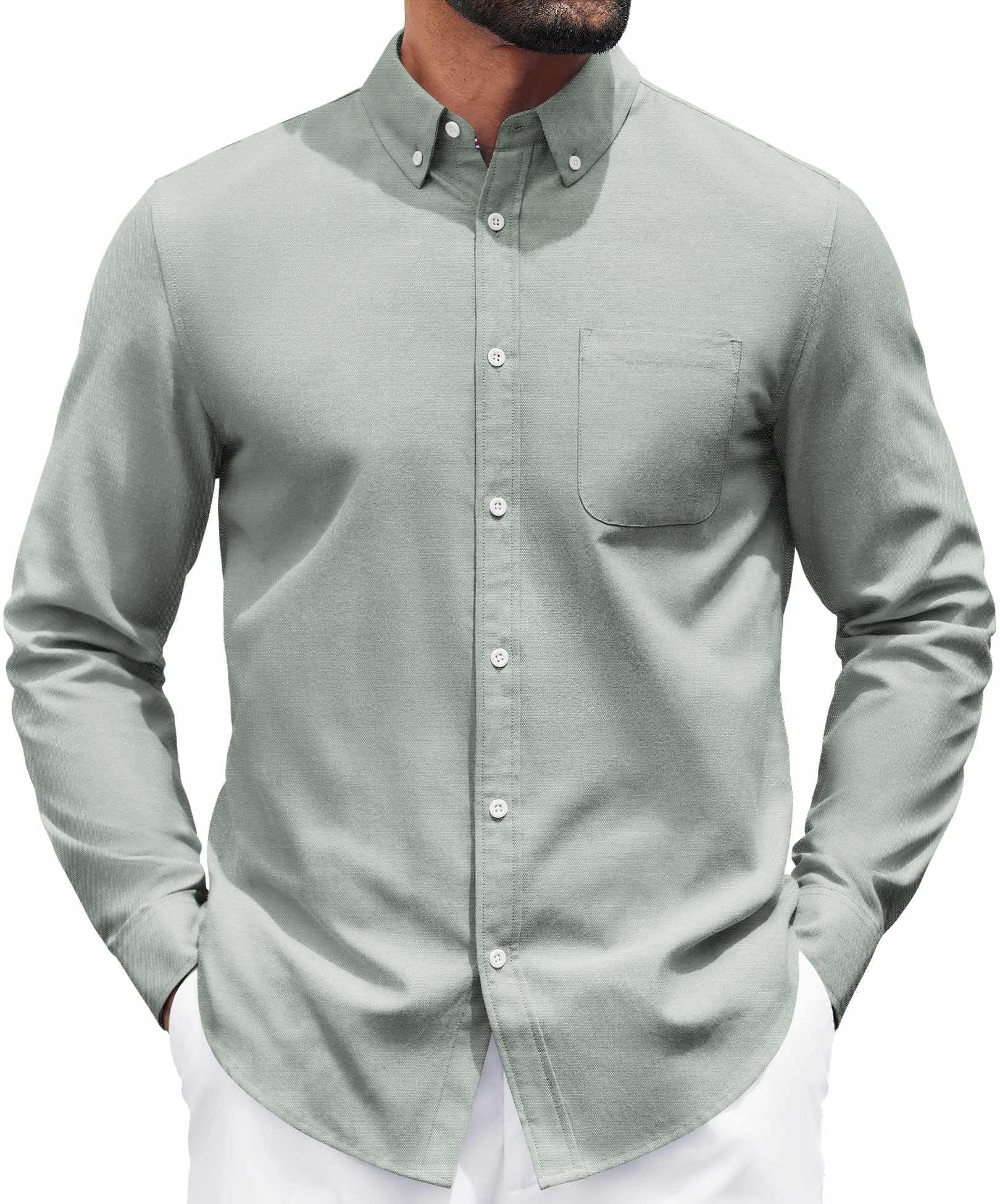 Mens Long Sleeve Button Down Shirt Casual Untucked Shirts for Men Oxford Dress Shirts