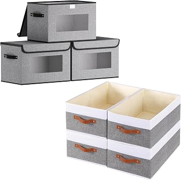 Clothing Storage Bins, Storage Basket with Handles, Decorative Linen Closet Organizers Bins
