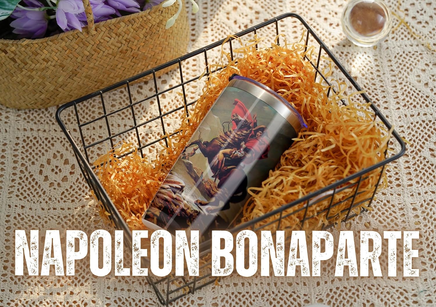 Onebttl History Teacher Christmas Gifts for Men, Napoleon Bonaparte Gifts for French History Lover, 20oz Stainless Steel Insulated Tumbler with Straw, Lid