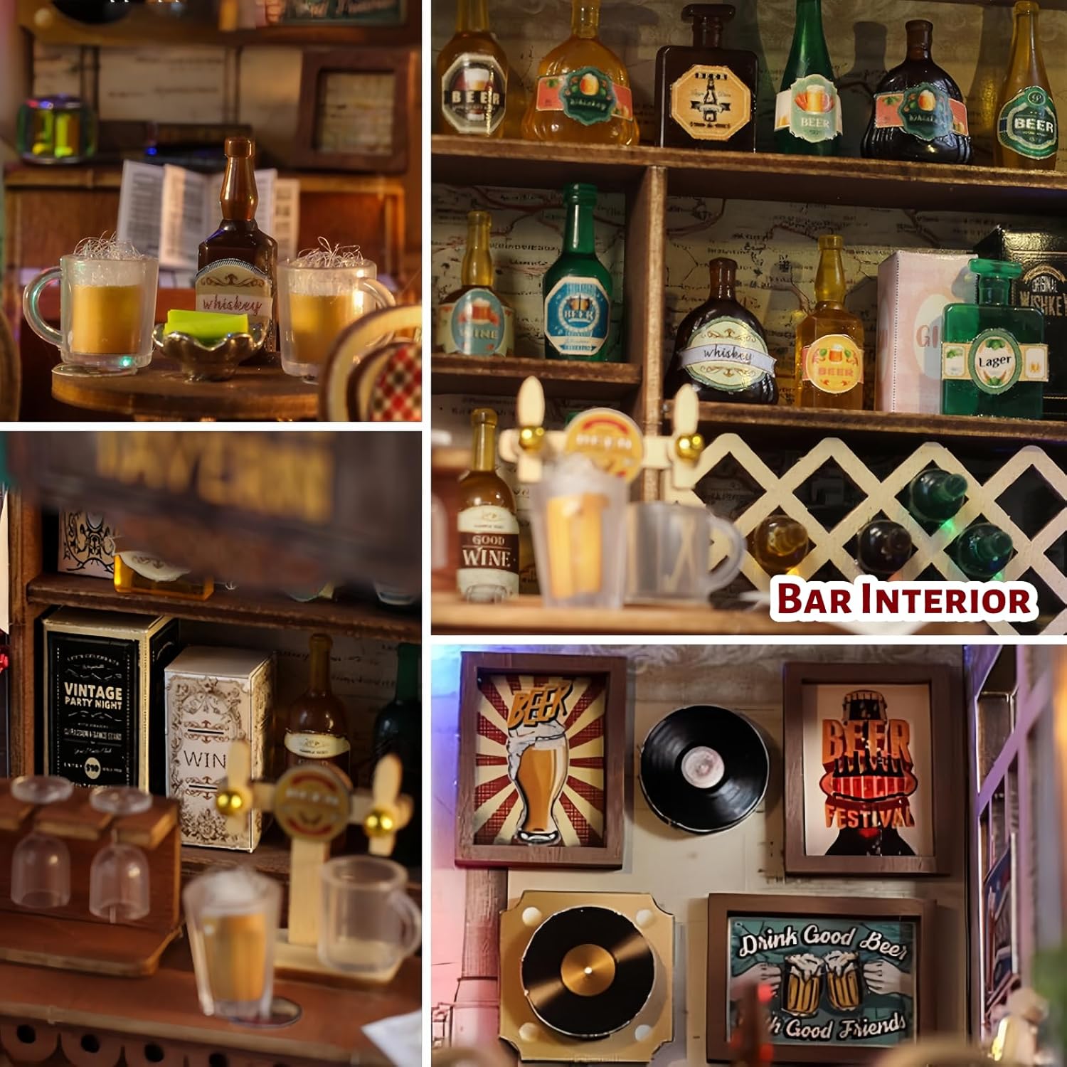 DIY Vanchy Tavern Dollhouse Kit, Retro Two-Story Pub Building Model, 3D Assembly Craft Toy, Exquisite Miniature Scene, Suitable for Adults