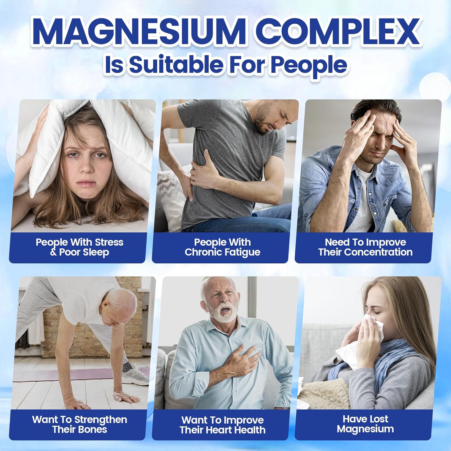 1000mg Magnesium Complex for Women & Men*, 8 Elemental with Magnesium Glycinate, Citrate, Malate, Taurate, Oxide, Carbonate, Aspartate, Orotate for Bones, Muscle, Recovery, Energy, Vegan, 90 Capsules thumbnail