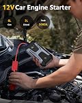 Démarreur de saut de voiture portable 3000A 12V Démarreur de voiture 6L Gaz 3L Diesel, Supersafe Lithium Jump Box avec USB Chargez rapidement, démarrez avec Boussole, Flashlight,LED Écran, Boîte de stockage