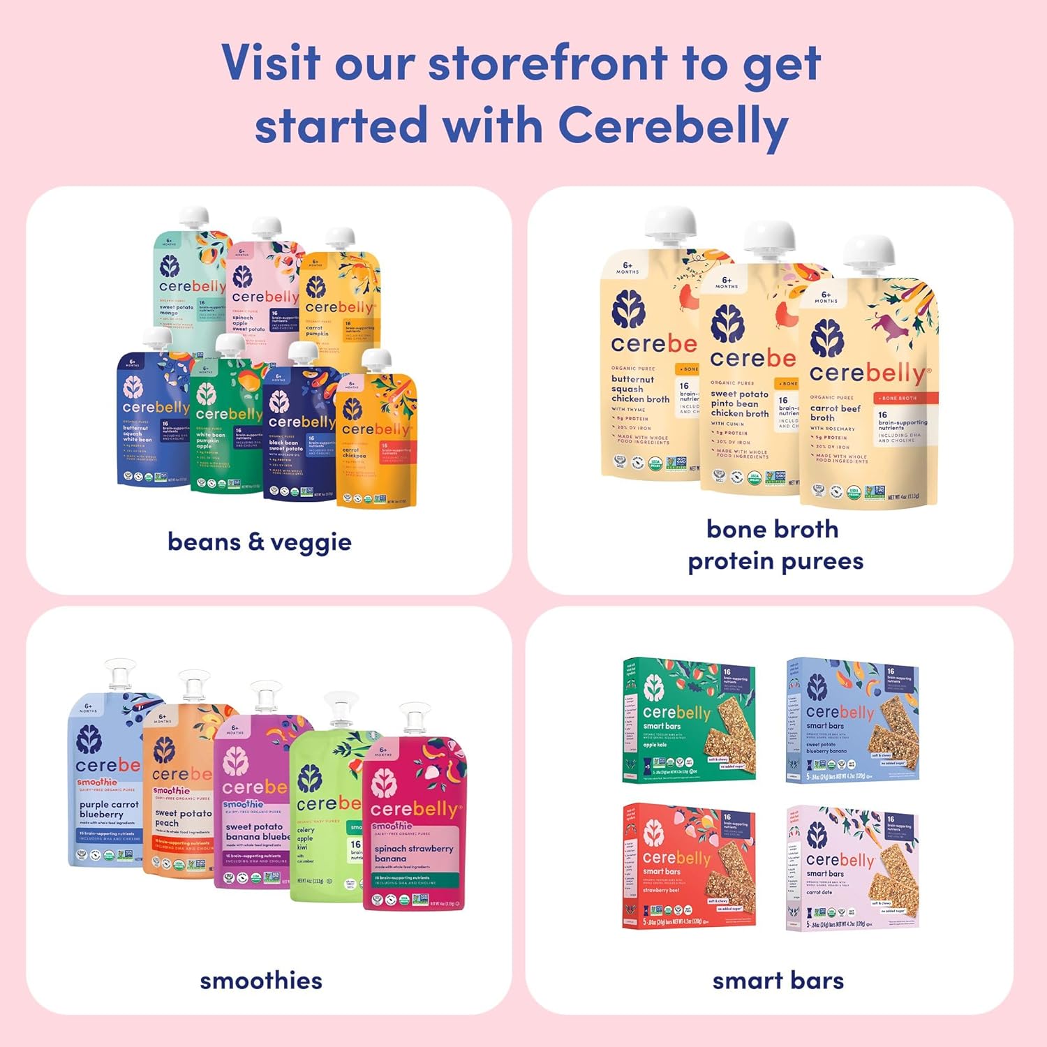 Cerebelly Organic Baby Food Pouches, White Bean Pumpkin Apple Purees, 16 Nutrients, No Added Sugar, Fiber & Non-GMO, 4oz, 6 Pack - Image 7