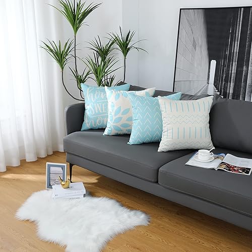 Vista 22 de Homefeelzydys Fundas de almohada de 18 x 18 pulgadas, fundas de almohada de 18 x 18 pulgadas, fundas de almohada cuadradas, juego de 4 fundas