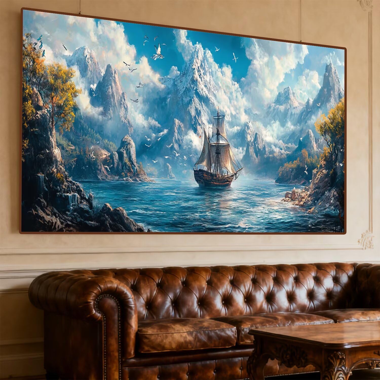 Malowanie diamentami Żaglówka do malowania diamentami pełny zestaw 140 x 70 cm diamentowe malowanie dziewczyna malowanie według numerów, DIY diamenty kryształowe mozaika DIY malarstwo dla dorosłych
