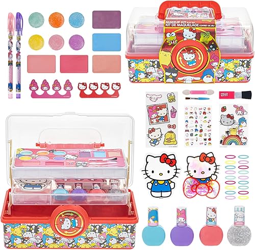 Set de cosméticos Hello Kitty para niñas, incluye maquillaje de uñas, labios, ojos y mejillas, juego de belleza seguro y no tóxico de Townley Girl