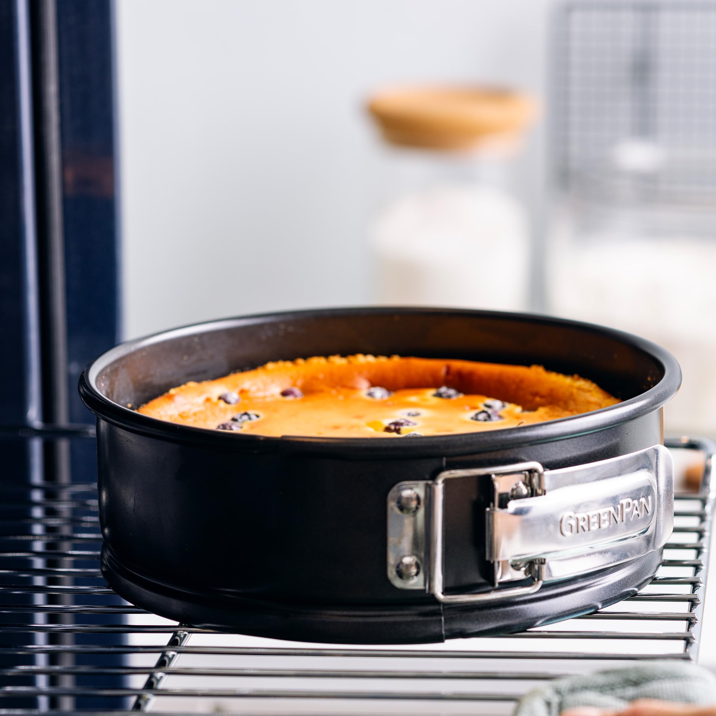 GreenPan Bistro Moule à Charnière Ø 20 cm, Moule Rond, Revêtement Céramique Antiadhésif, Sans PFAS, Anti-rayures, Étanche, Plat Durable, Facile à Nettoyer, Noir