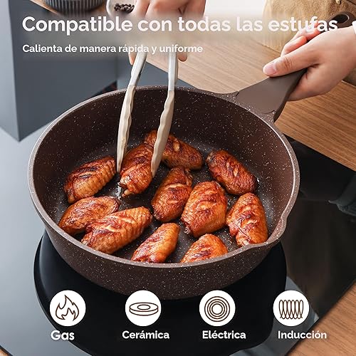 Miniatura 4 de SENSARTE Juego de utensilios de cocina antiadherentes de 13 piezas, juego de ollas y sartenes saludables con asas que se mantienen frescas,