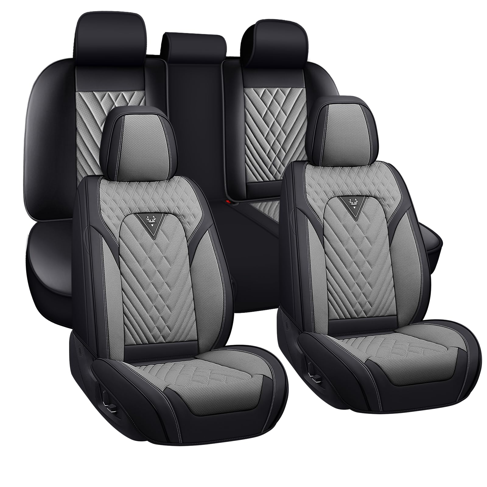 BYXN Leather Seat Covers Full Set,5 Seats Universal Car Seat Protectors,Easy to Install Cover Set,Waterproof Car Seat Covers Car Seat Cushions Fit for
