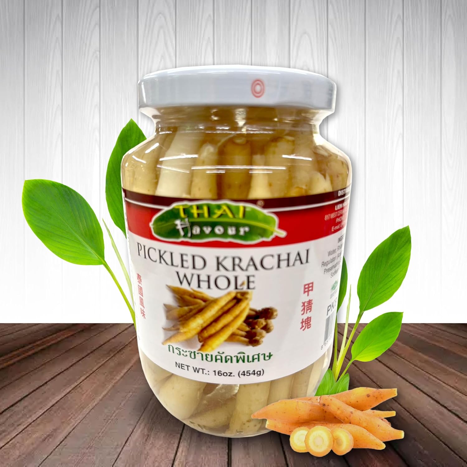 Pack of 3, Thai Flavour Pickled Krachai Whole, 16 oz, Authentic Thai Ingredient