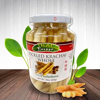 Pack of 3, Thai Flavour Pickled Krachai Whole, 16 oz, Authentic Thai Ingredient