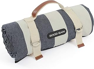 G GOOD GAIN Waterproof Picnic Blanket Portable with Carry Strap for Beach Mat or Family Outdoor Camping Party, Park Blanke...