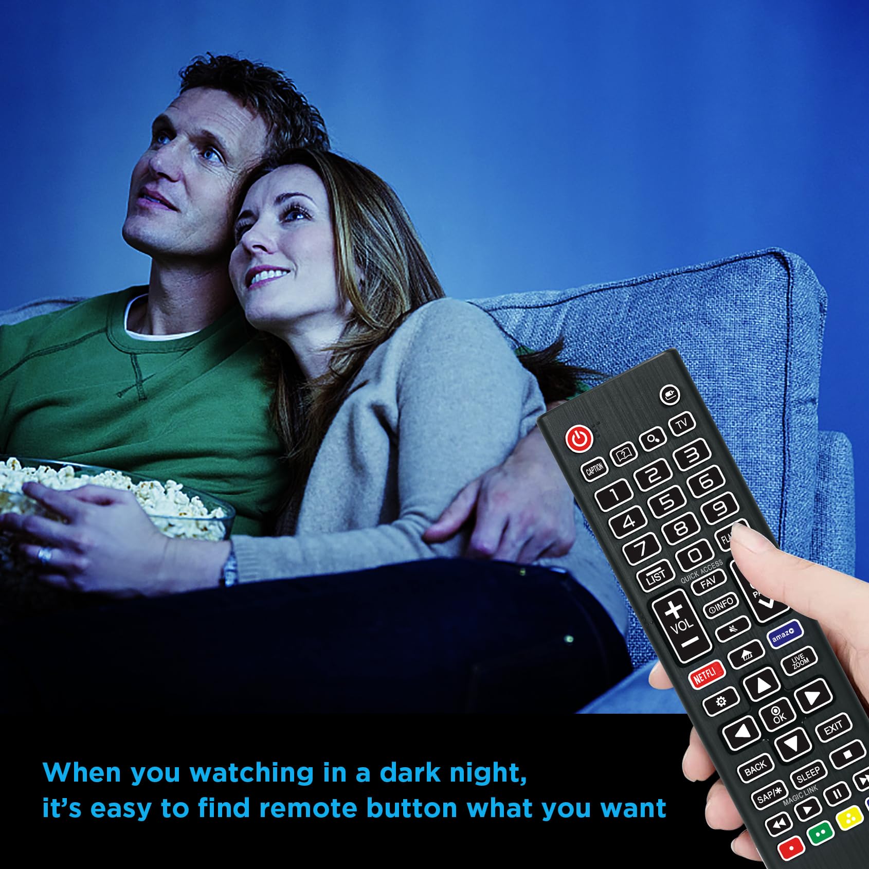 Zamienny podświetlany pilot zdalnego sterowania do LG Smart TV, do telewizorów LG LCD LED HD UHD OLED QNED NanoCell 4K 8K Series (wszystkie przyciski podświetlane)