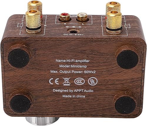 Miniatura 2 de WALFRONT Mini Power Amplifier, Wood Appearance 2 Channel Amplifier, 50W Dual Channels with USB Input, Portable Audio Solution for Home Theater