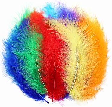 THARAHT 200pcs Fluffy Turkey Marabou Feathers 4-6inch for Craft Dream Catcher Decoration Natural Fluffy Turkey Marabou Feathers,Mix Colour