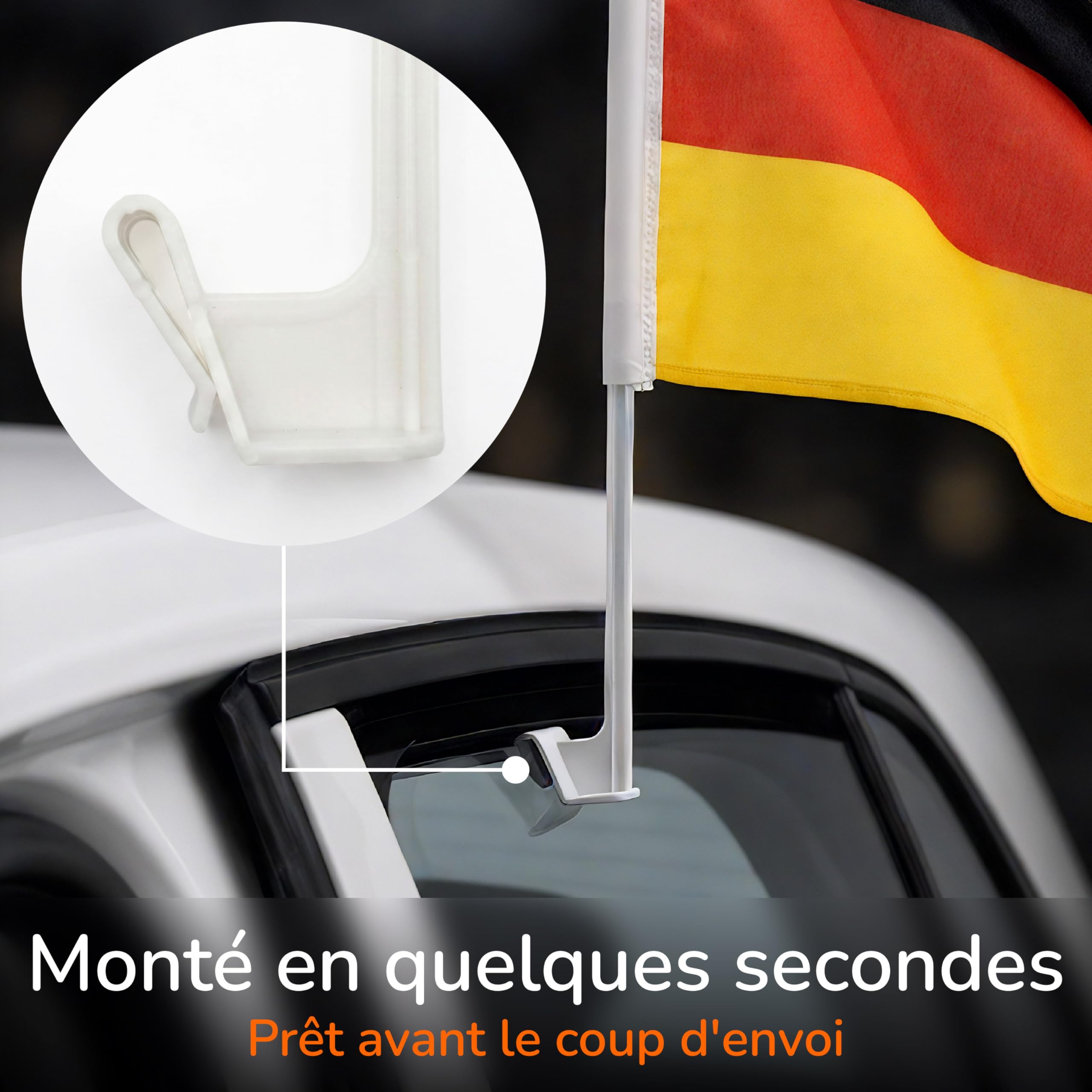 Upgrade4cars Drapeau de Voiture Allemagne + Housses Rétroviseurs Coupe du Monde 2026 | Fanion Auto Noir Rouge Or 45x30 cm | Drapeau National Voiture Article Fan Mondial MAX. 60 km/h