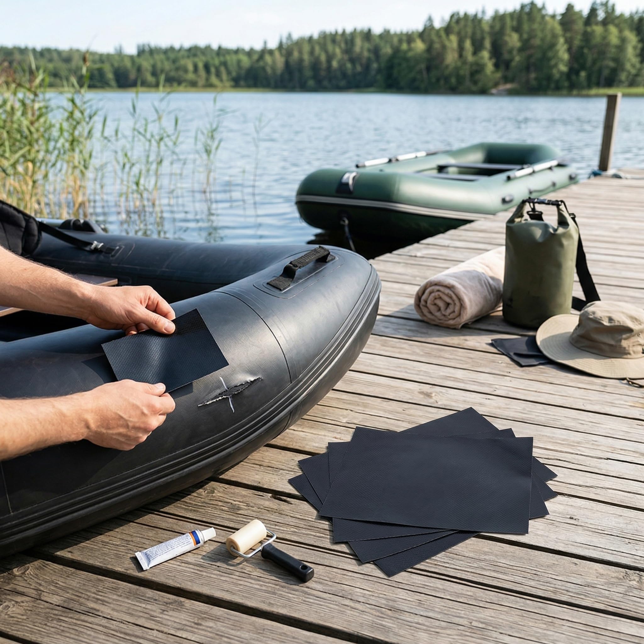 Canoe Gonfiabili Kit Riparazione Barche Gonfiabili MiOYOOW - Toppe PVC 5cm X 100cm Per Kayak, Canoe E Gommoni Kit Riparazione Piscina Sotto Acqua