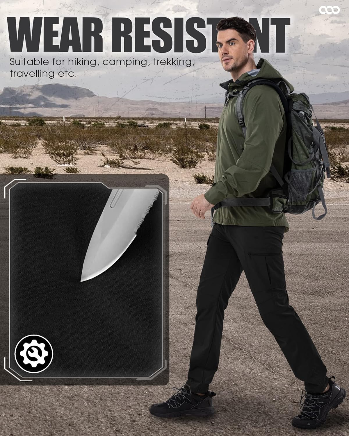 33,000ft Hiking Cargo Pants Men 6 Pockets Water Resistant Lightweight Fishing Outdoor Travel Work