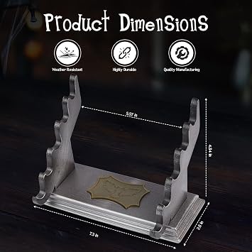 HOTCAN Wooden Magic Wand Holder and Display Stand | Beechwood Metal Tiered Display Stand | Fits 5 Wands | Unique Owl Emblem Accent Wand Holder for Aesthetic Room Decor | Mounting Hardware Included