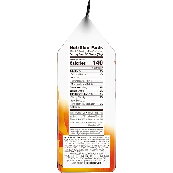 Pepperidge Farm Goldfish Baked with Whole Grain Cheddar Crackers, 6.6 Oz, (Pack of 6)