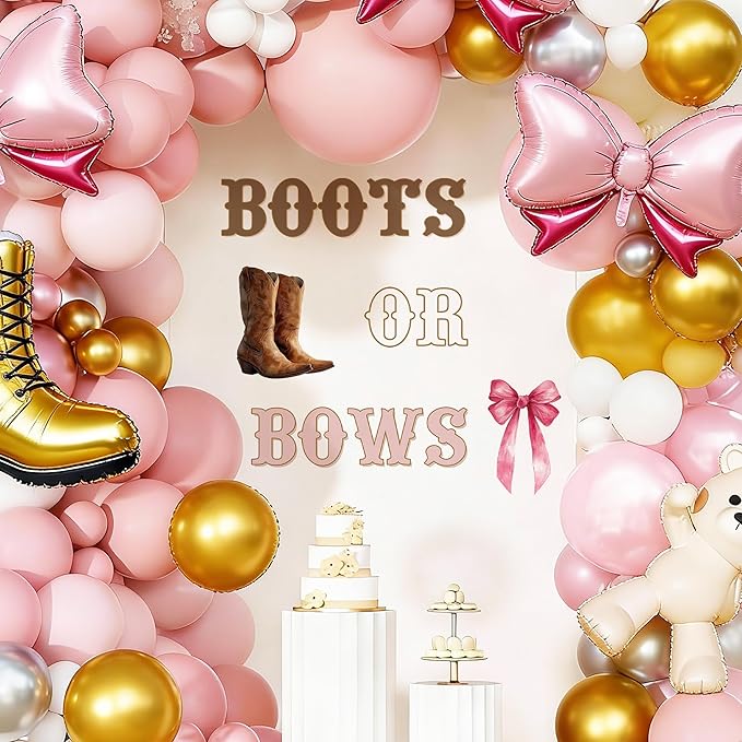 Boots or Bows Gender Reveal Vinilo Decorativo - Señal de Él o Ella miniatura 6