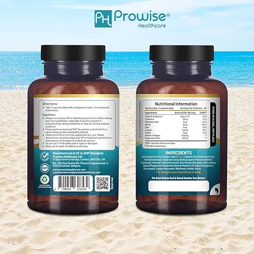 Miniatura 2 de Colágeno marino con ácido hialurónico 1100 mg  90 cápsulas potenciadas con ácido hialurónico, vitaminas C, E, B2, biotina, cobre, zinc y yodo  para