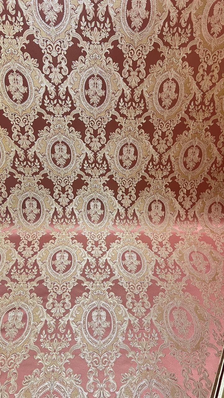 Luxurious Woven Jacquard Damask Heavy Furnishing Fabric for Upholstery, Sofa, Chair, Cushion Covers, Head Board - Width 54 inches - Fabric by The Yard (Maroon)