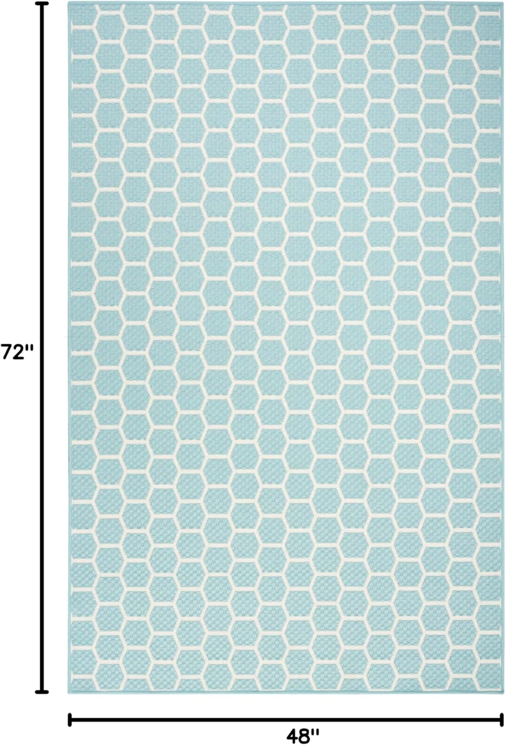 Nourison Home Reversible Indoor Outdoor Aqua 4' x 6' Area Rug - Easy Clean, Non Shedding, Bed Room, Living Room, Dining Room, Kitchen (4' x 6')