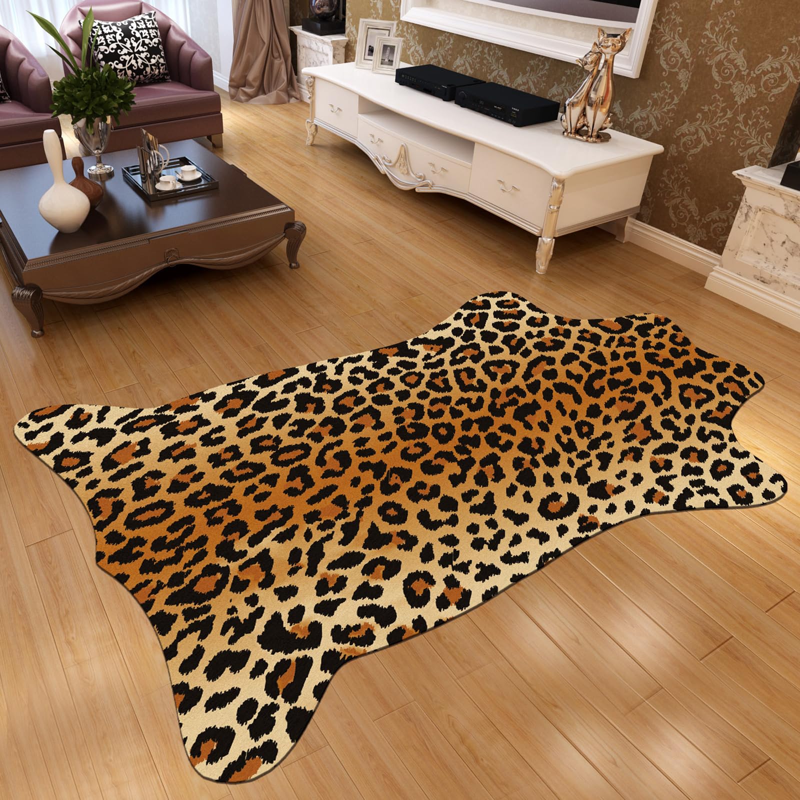 Cooalinar Cowhide Rug,Cow Print Rug,Faux Cowhide Rug,Faux Fur Cowhide Rug,Faux Cowhide Skin Rug,Faux Animal Skin Rug,Faux Fur Animal Cow Hide Carpet,Animal Printed Area Rug For Living Room