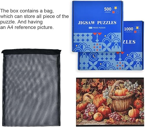 Miniatura 7 de Fall Pumpkin Jigsaw Puzzles for Adults 1000 Pieces,Colorful Puzzle with Mesh Storage Bag,Learning Educational Puzzles for Gift 2011495