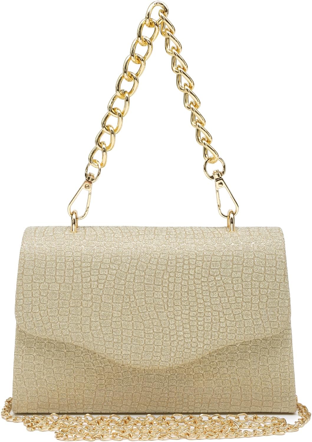 Ladies Sparkly Glitter Handbag Wedding Party Prom Cocktail Bridal Gold