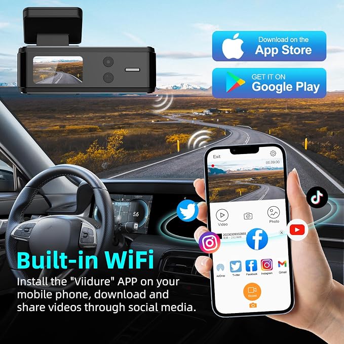 Cámara Dash Cam 4K frontal y trasera para carros miniatura 7