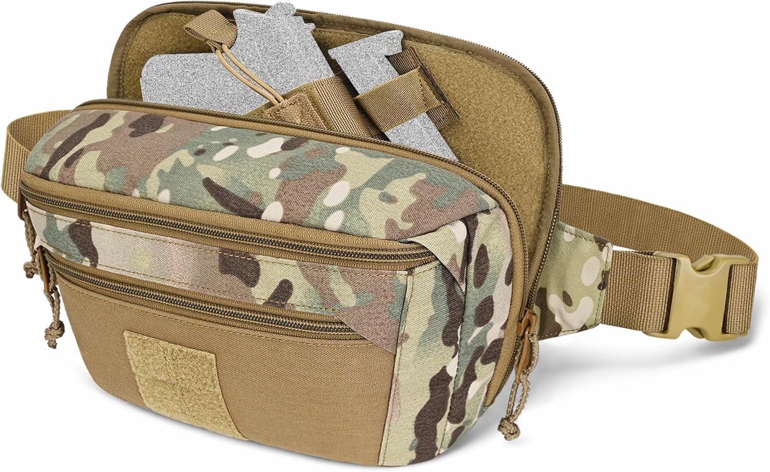 Concealed Carry Fanny Pack with Holster, Off Body CCW Tactical Waist Pack for Compact & Subcompact Pistols (G19/G26/G43 Compatible), Ambidextrous Quick Access EDC Pistol Pack