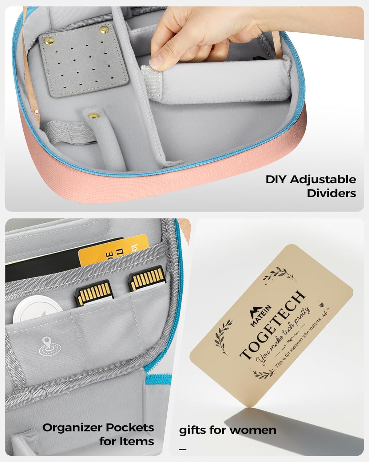 MATEIN Valentines Day Gifts for Couples, Mr and Mrs Gifts, Electronics Organizer Travel Case, 2-Pack Couple Cord Organizer Bag 2-in-1 Cable Storage Bag for Tech Accessories and Makeup