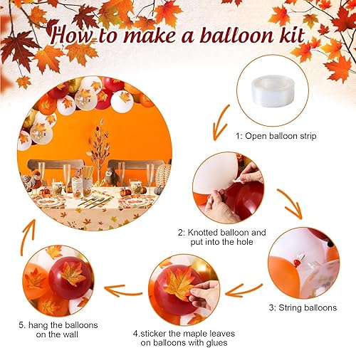 Miniatura 4 de Decoraciones de fiesta de Acción de Gracias, 291 piezas con juegos de arco de globos, juego de servilletas de plato de papel de Acción de Gracias,