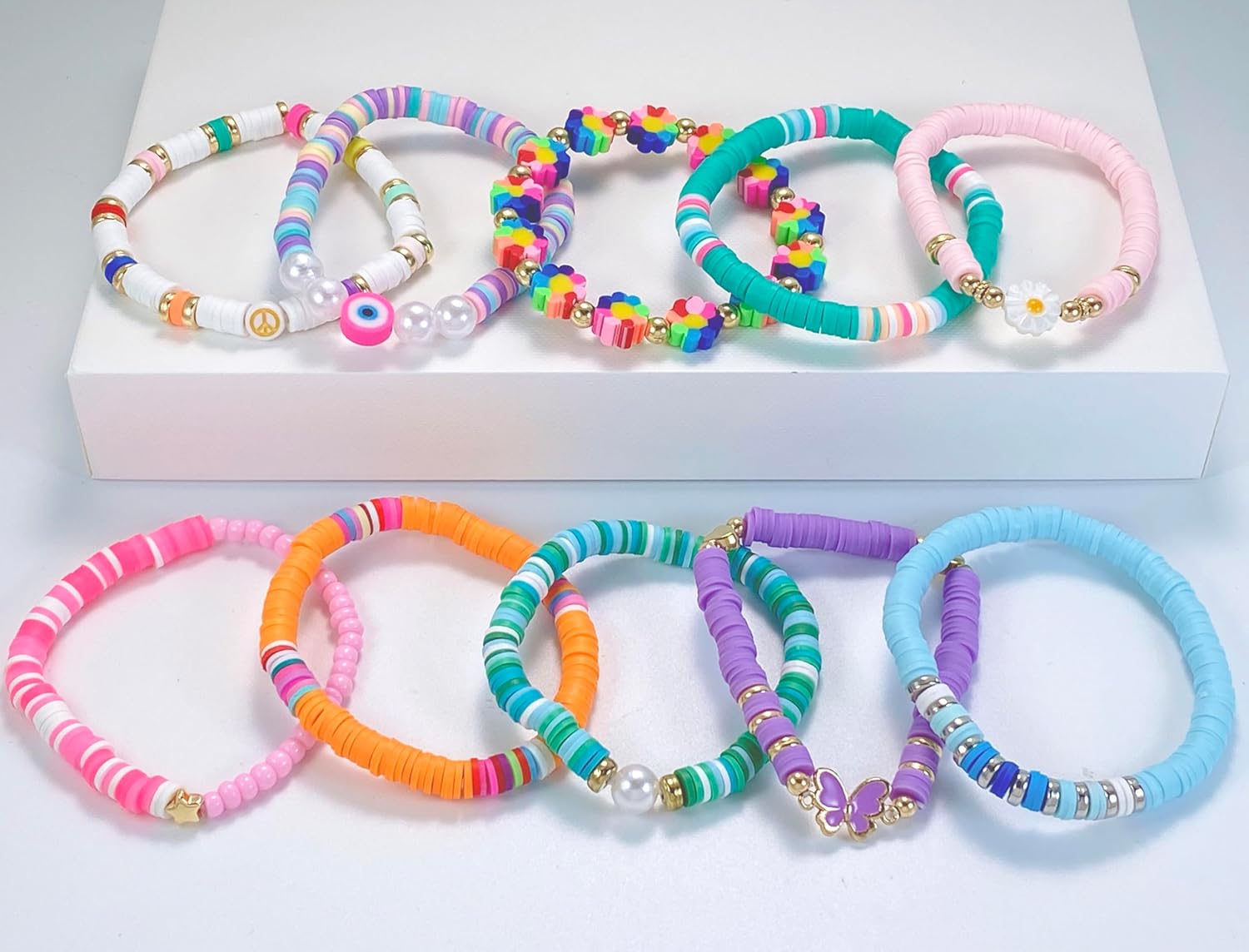 10 PCS Kids Friendship Bracelets for Teen Girls Women little Girl Jewelry Colorful Clay Bead Bracelet Set Beach Style Jewelry Gift - Image 3