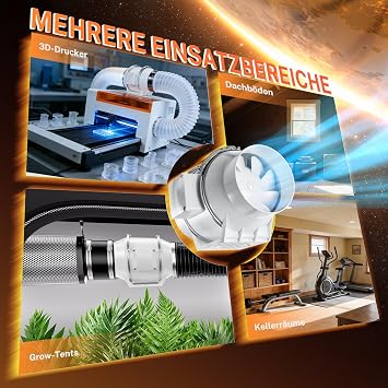 YJHome 150 mm Inline Pipe Fan with Speed Controller 540 m³/h