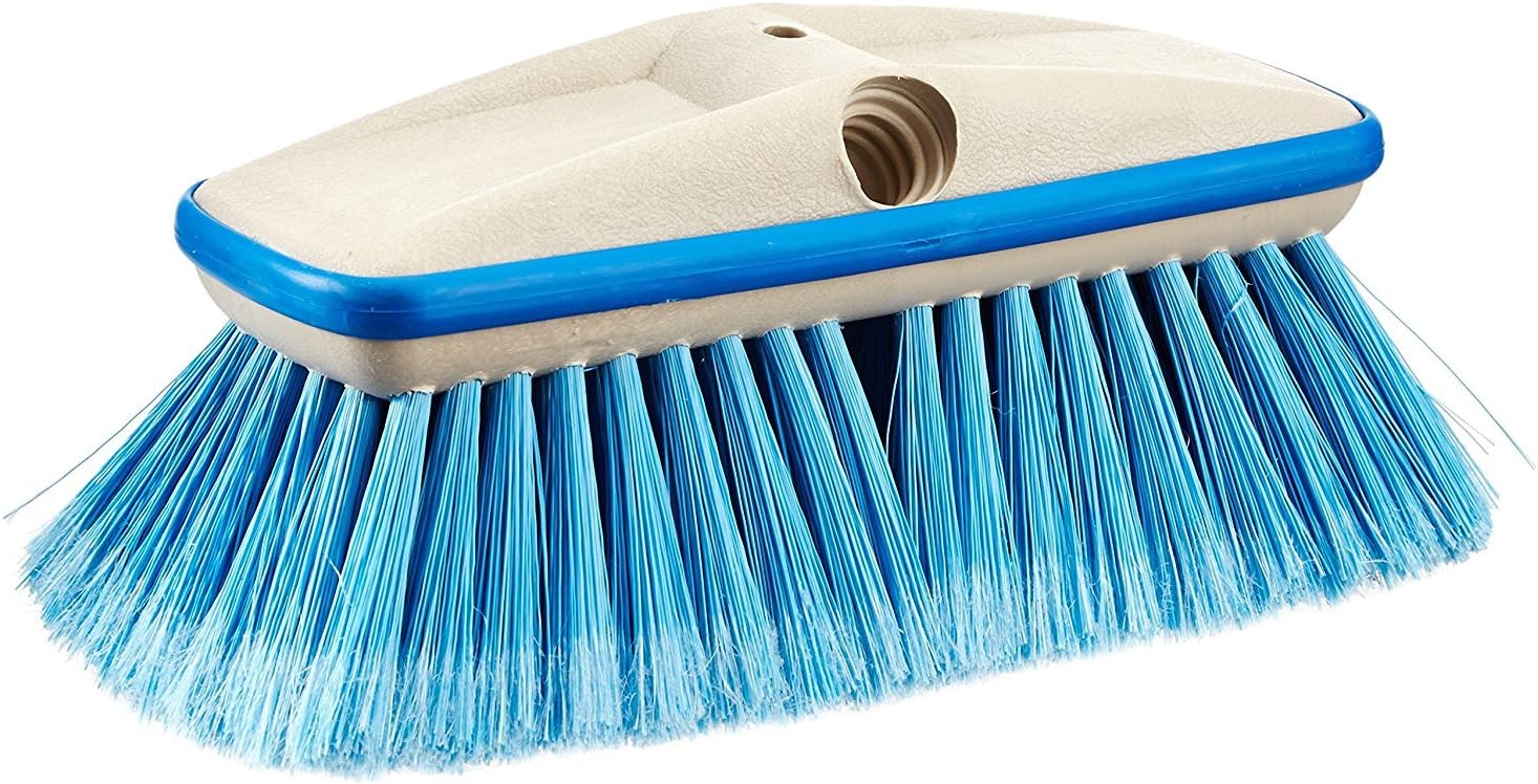 STAR BRITE Premium Medium Wash 8" Brush Head W/Bumper - Dual Connections Fit Either Standard 3/4" Threaded Poles or Extend-A-Brush Handles (Medium) (Blue) (040162)