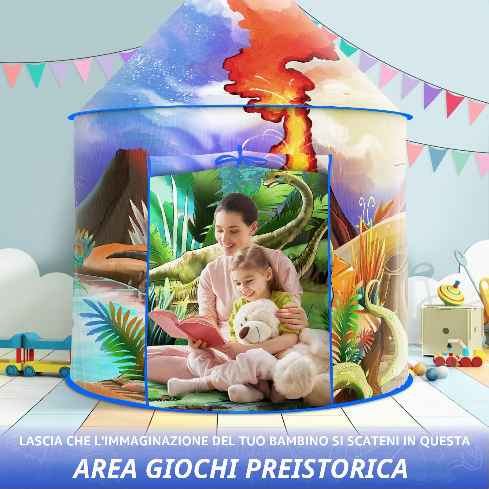 Tenda da gioco con dinosauro per bambini, avventura straordinaria, tenda a dinosauro, tenda per bambini, regalo per ragazze e ragazzi, tende per esterni e interni per bambini