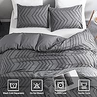 Vista 4 de WARMDERN Juego de funda de edredón estilo bohemio, fundas de edredón acolchadas de microfibra lavada suave, funda de edredón tamaño King de 3 piezas